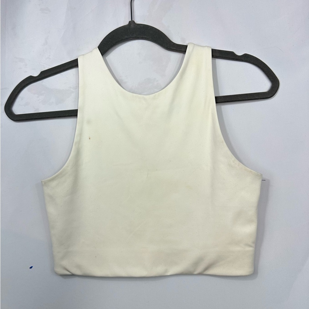 Girlfriend Collective white high neck sports bra size S